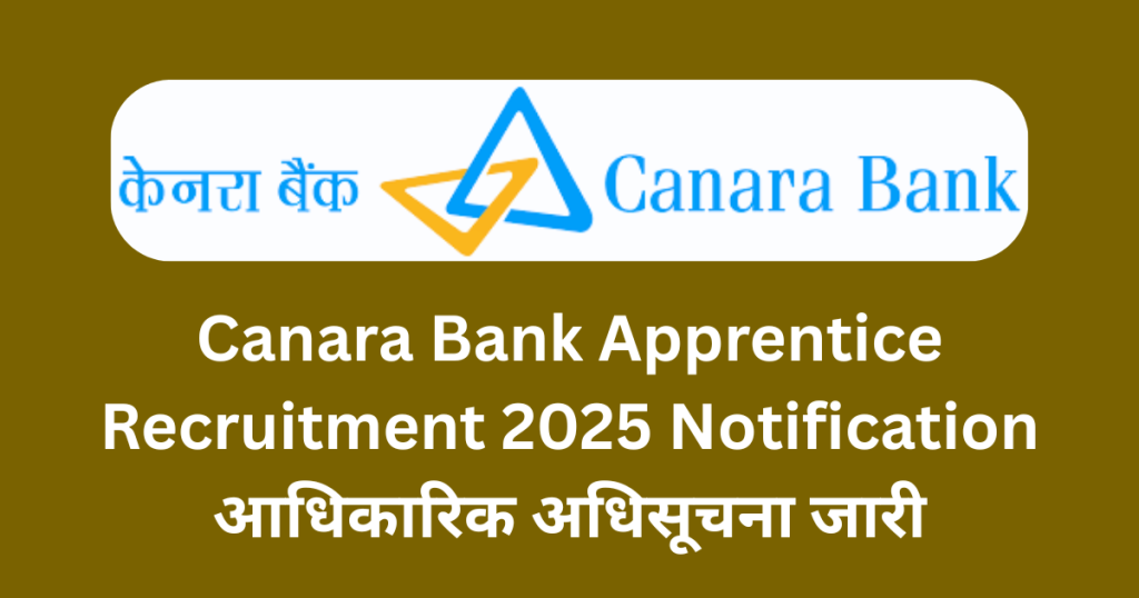 Canara Bank Apprentice Recruitment 2025 Notification